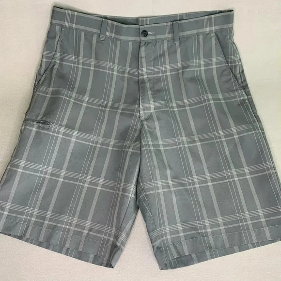 Grand Slam Plaid Bermuda Golf Shorts Lightweight Activewear Size 34 Gray Silver - Picture 1 of 11